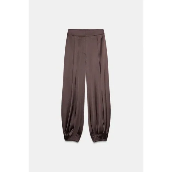 ZARA SATIN BALLOON PANTS - Picture 9 of 11